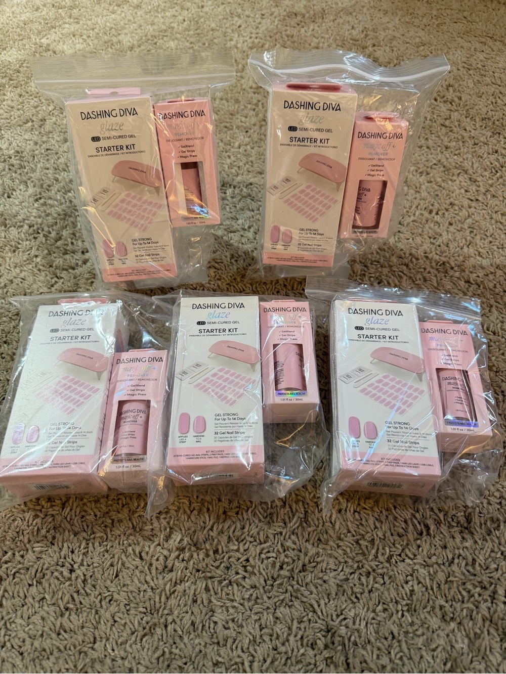 Bundle Of 10: Dashing Diva Glaze LED Semi-Cured Gel Starter Kit + Remover